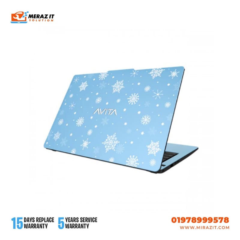 Avita Liber V14 Core i5 11th Gen 14" FHD Laptop Snowflakes on Azure Blue