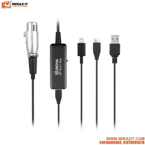 Boya BY-BCA7 PRO XLR to Lightning and USB Connectors Microphone cable