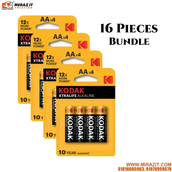 Kodak AA XTRALIFE Alkaline Battery (16 Pieces Bundle)