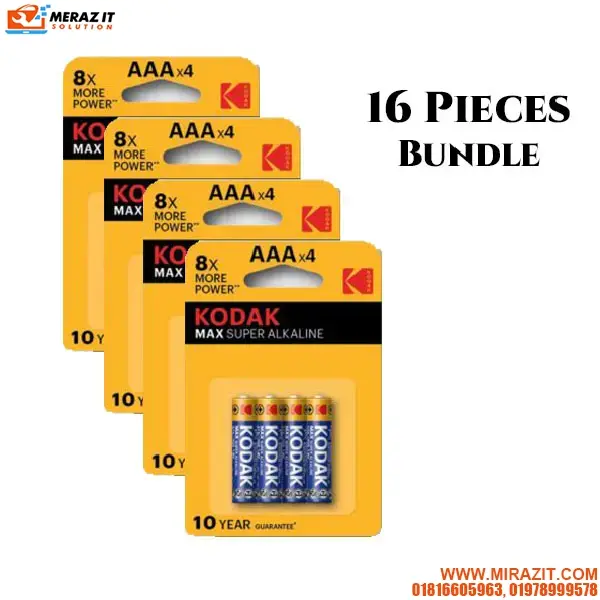 Kodak AAA MAX Alkaline Battery (16 Pieces Bundle)