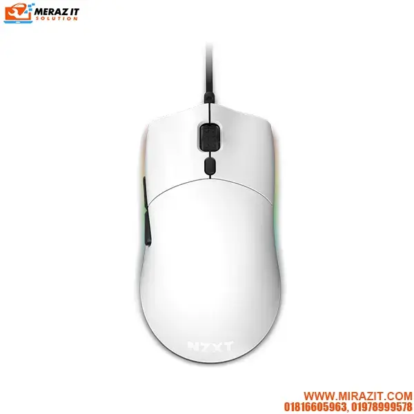 NZXT Lift (MS-1WRAX-WM-White) Lightweight Ambidextrous Wired Gaming Mouse - White