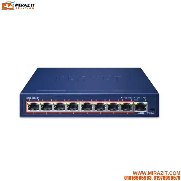 Planet GSD-908HP 8-Port Gigabit 100W PoE Unmanaged Switch