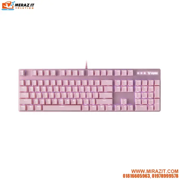 RAPOO V500PRO Pink Backlit Brown Switch Gaming Mechanical Keyboard