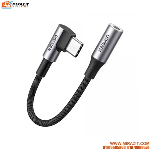 UGREEN AV167 (80723) USB-C Male to 3.5mm Female Angled Adapter Aluminum Shell Black