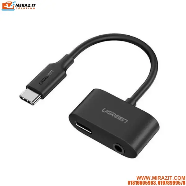 UGREEN CM193 (70606) Type C Male To 3.5mm Audio+ Type-C Female Adapter
