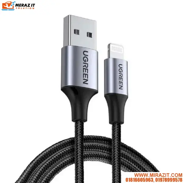 UGREEN US199 (60156) Lightning to USB Cable Aluminum Case with Braided 1m (Black)