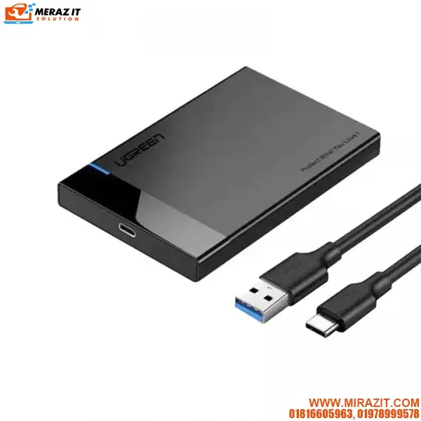 UGREEN US221 (60735) (USB 3.1) 2.5 Inch Hard Drive Enclosure with USB-A/USB-C to USB-C Cable