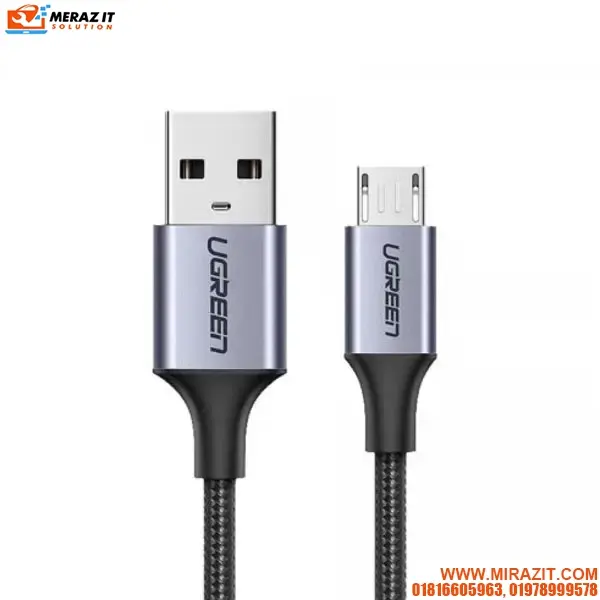 UGREEN US290 (60148) USB 2.0 A to Micro USB Cable Nickel Plating Aluminum Braid 2m (Black)