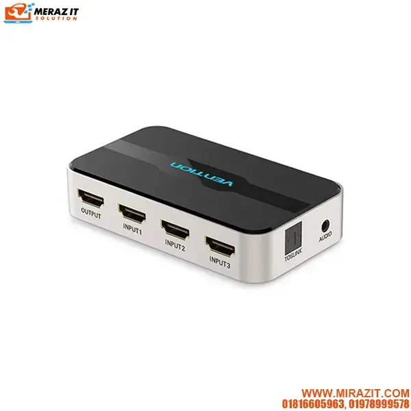 VENTION AFJH0 3-in-1 Out HDMI Switcher With Audio Separation