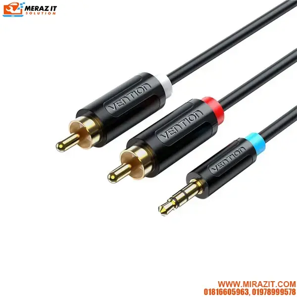 VENTION BCLBJ 3.5MM Male to 2-Male RCA Adapter Cable 5M Black