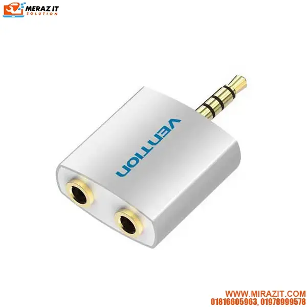 VENTION BDAW0 4 Pole 3.5mm Male to 2*3.5mm Female Audio Splitter Silvery