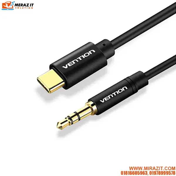 VENTION BGABG Type-C to 3.5mm Male Spring Audio Cable 1.5M Black Metal Type
