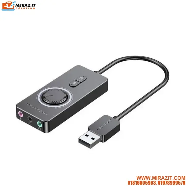 VENTION CDRBB USB 2.0 External Stereo Sound Adapter with Volume Control 0.15M Black ABS Type