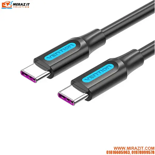 VENTION COSBH USB 2.0 C Male to Male Cable 2M Black PVC Type