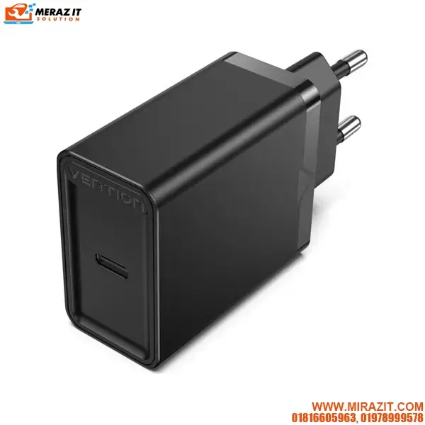 VENTION FAIB0-EU 1-port USB-C Wall Charger(30W) EU-Plug Black