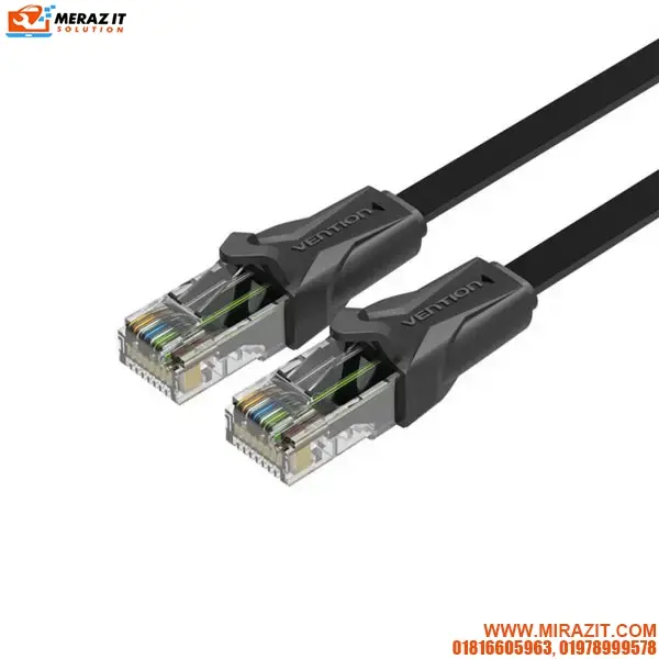 VENTION IBABN Flat CAT6 UTP Patch Cord Cable 15M Black